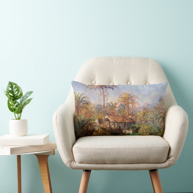 Coussin Rectangle Petite ferme rurale à Bordighera par Claude Monet (Chaise)
