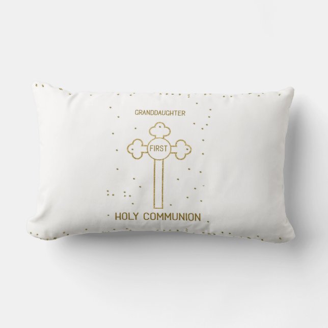 Coussin Rectangle Petite-fille Première Sainte Communion Croix de co (Recto)