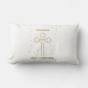 Coussin Rectangle Petite-fille Première Sainte Communion Gold Look C