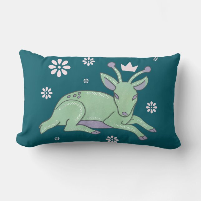 Coussin Rectangle Peuple de cerfs extraterrestres Art folklorique |  (Recto)