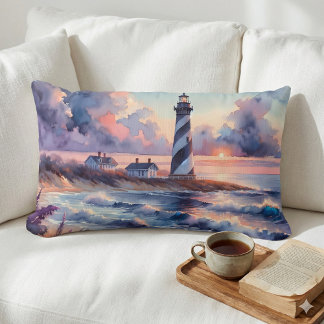 Coussin Rectangle Phare du cap Hatteras au coucher du soleil sur le
