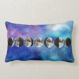 Coussin Rectangle Phases de lune sur un espace coloré