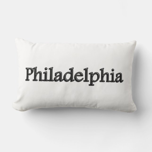 Coussin Rectangle Philadelphie - lettres grises - sur le blanc (Recto)