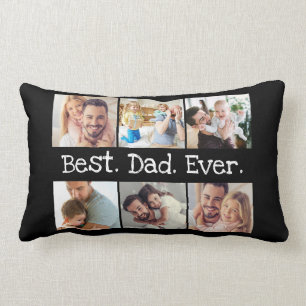 Coussin Rectangle Photo Collage Meilleur papa jamais en noir et blan