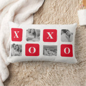 Coussin Rectangle Photo Collage moderne Couple et XOXO rouge (Couverture)