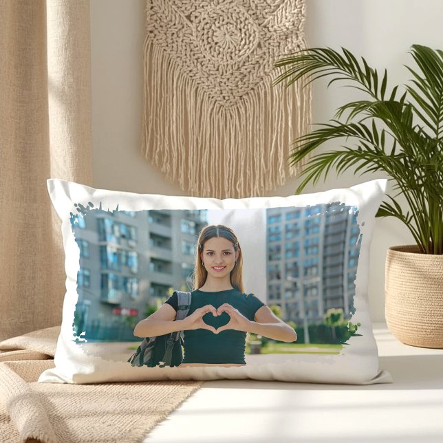Coussin Rectangle Photo de bordure grunge moderne (Modern Grunge Border Photo Lumbar Pillow)