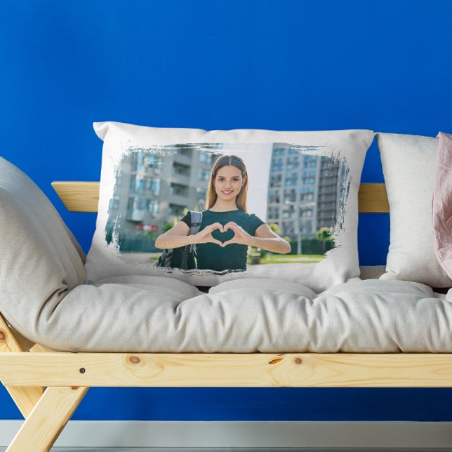 Coussin Rectangle Photo de bordure grunge moderne (Modern Grunge Border Photo Lumbar Pillow)