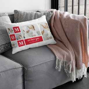 Coussin Rectangle Photo de collage moderne Best Mamma Ever Red Toxit