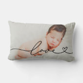 Coussin Rectangle Photo de script de cœur d'amour Texte noir (Verso)