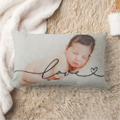 Coussin Rectangle Photo de script de cœur d'amour Texte noir (Couverture)