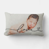 Coussin Rectangle Photo de script de cœur d'amour Texte noir (Recto)