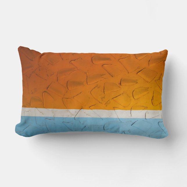 Coussin Rectangle Photo d'oeuvres d'art orange, blanc et bleu (Recto)