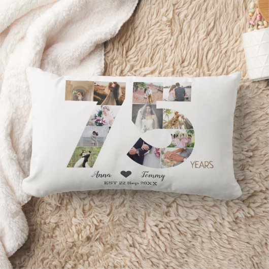 Coussin Rectangle Photo du 75e anniversaire du Mariage (Couverture)