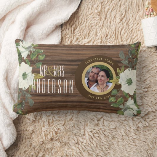 Coussin Rectangle PHOTO RUSTIQUE WED. Anniversaire N'IMPORTE QUELLE (Couverture)