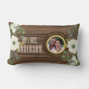 Coussin Rectangle PHOTO RUSTIQUE WED. Anniversaire N'IMPORTE QUELLE 