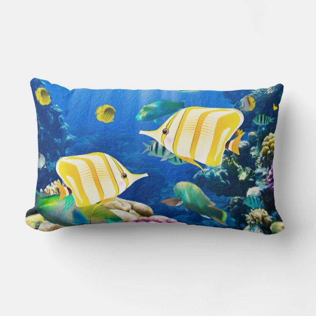Coussin Rectangle Photo sous-marine de poissons de plage de mer (Recto)
