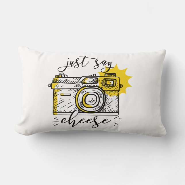 Coussin Rectangle Photographe de caméra rétrospective "Say Cheese" (Recto)