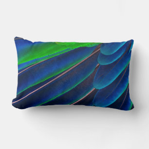 Coussin Rectangle Photos de fond en plumes vertes et bleues