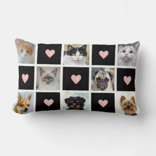 Coussin Rectangle Photos personnalisées de chats et chiens avec cœur