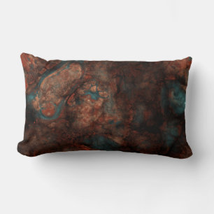 Coussin Rectangle Pierre rouille et turquoise 