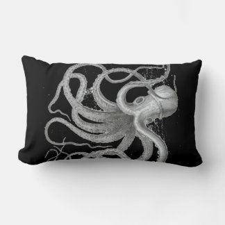 Coussin Rectangle Pieuvre à vapeur marine antique kraken vintage