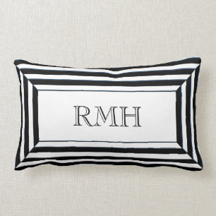 COUSSIN RECTANGLE PILLOW_BLACK CHIC ET RAYURES BLANCHES AVEC LE