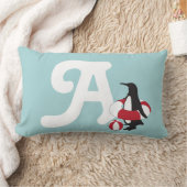 Coussin Rectangle Pingouin bleu clair nager Enfants Monogramme (Couverture)