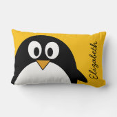 Coussin Rectangle Pingouin mignon et moderne de bande dessinée (Verso)