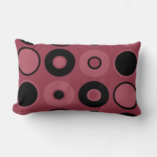Coussin Rectangle Pink and Black Circles