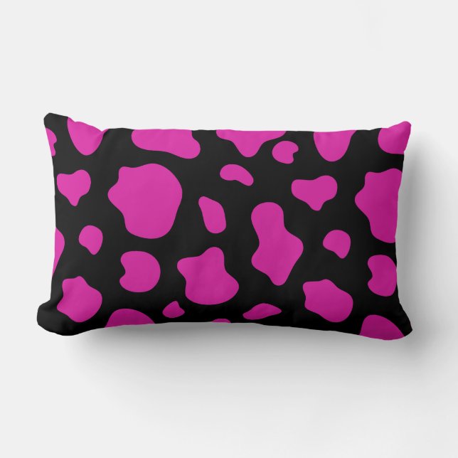 Coussin Rectangle Pink And Black Cow Print Decorative Pillow (Recto)
