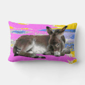 Coussin Rectangle Pink et jaune mignon âne poulain psychédélique (Verso)