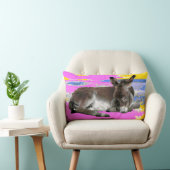 Coussin Rectangle Pink et jaune mignon âne poulain psychédélique (Chaise)