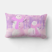 Coussin Rectangle Pink Holiday Snowman Personnalisé Jeu d'Oreiller (Verso)