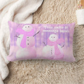 Coussin Rectangle Pink Holiday Snowman Personnalisé Jeu d'Oreiller (Couverture)