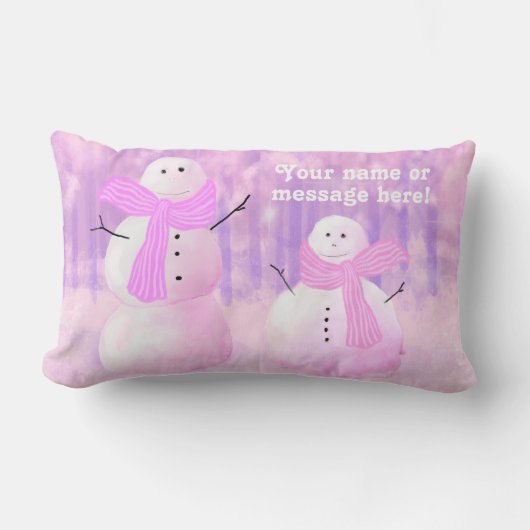 Coussin Rectangle Pink Holiday Snowman Personnalisé Jeu d'Oreiller (Recto)