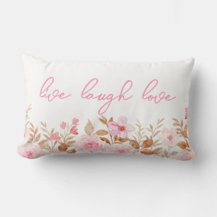 Coussin Rectangle Pink Live Laugh Love
