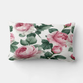 Coussin Rectangle Pink Roses Floral Throw Pillow (Verso)
