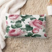 Coussin Rectangle Pink Roses Floral Throw Pillow (Couverture)