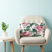 Coussin Rectangle Pink Roses Floral Throw Pillow (Chaise)