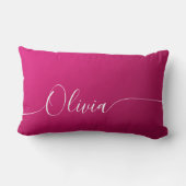 Coussin Rectangle Pink Shimmer White Élégante Calligraphie Nom du sc (Verso)