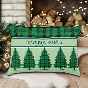 Coussin Rectangle Pins De Tarte Vert Noir Cosy