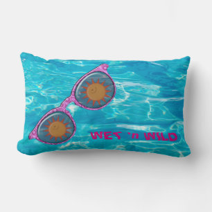 Coussin Rectangle Piscine et lunettes de soleil
