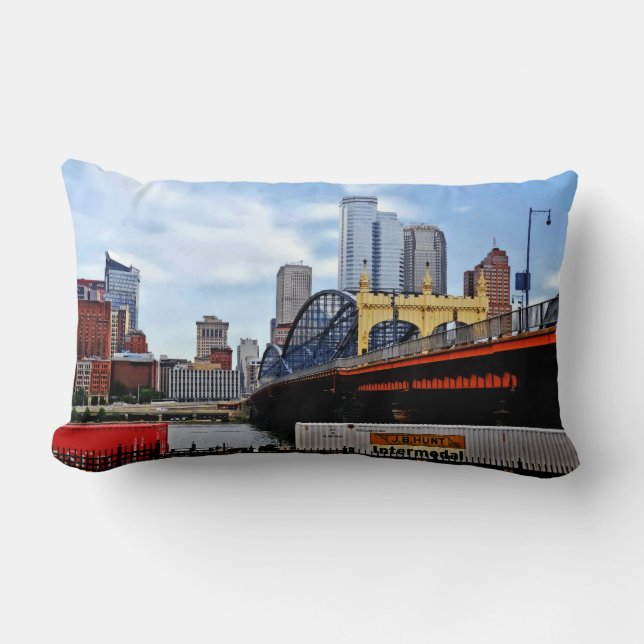 Coussin Rectangle Pittsburgh PA - Train par le pont Smithfield St (Recto)