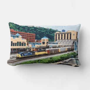 Coussin Rectangle Pittsburgh PA - Train passant par Station Square