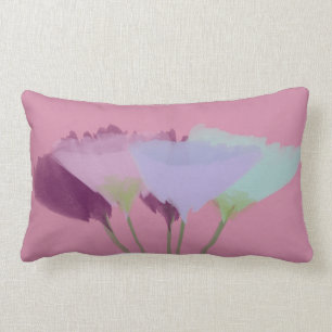 Coussin Rectangle Pivoines roses lilas d'aquarelle