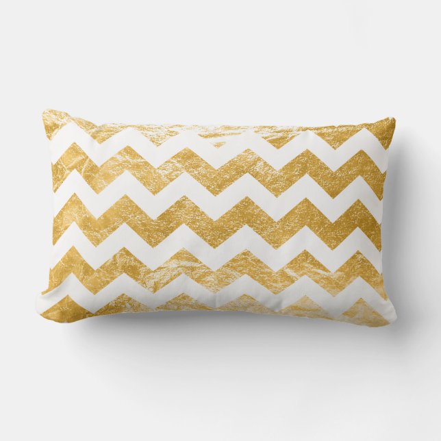 Coussin Rectangle PixDezines faux feuille/argent/or/chevron motif (Recto)