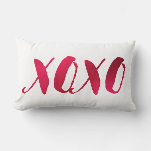 Coussin Rectangle PixDezines XOXO en Faux Red Foil (Recto)