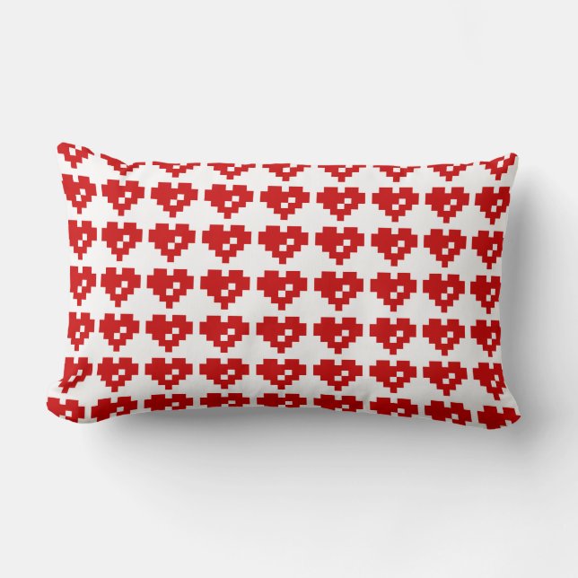 Coussin Rectangle Pixel Coeur 8 bits Amour (Recto)