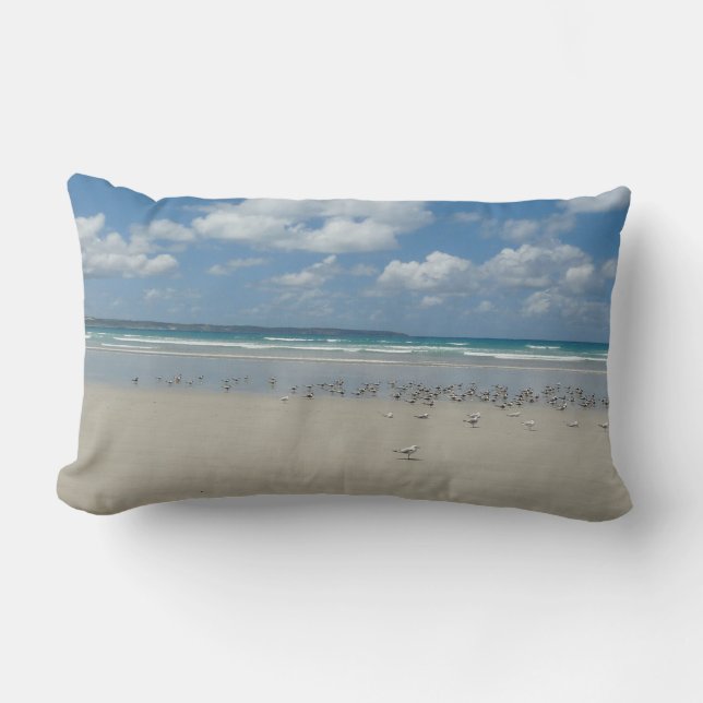 Coussin Rectangle Plage avec mouettes (Recto)