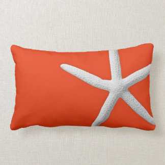 Coussin Rectangle Plage côtière de Coral Orange Tropical White Starf